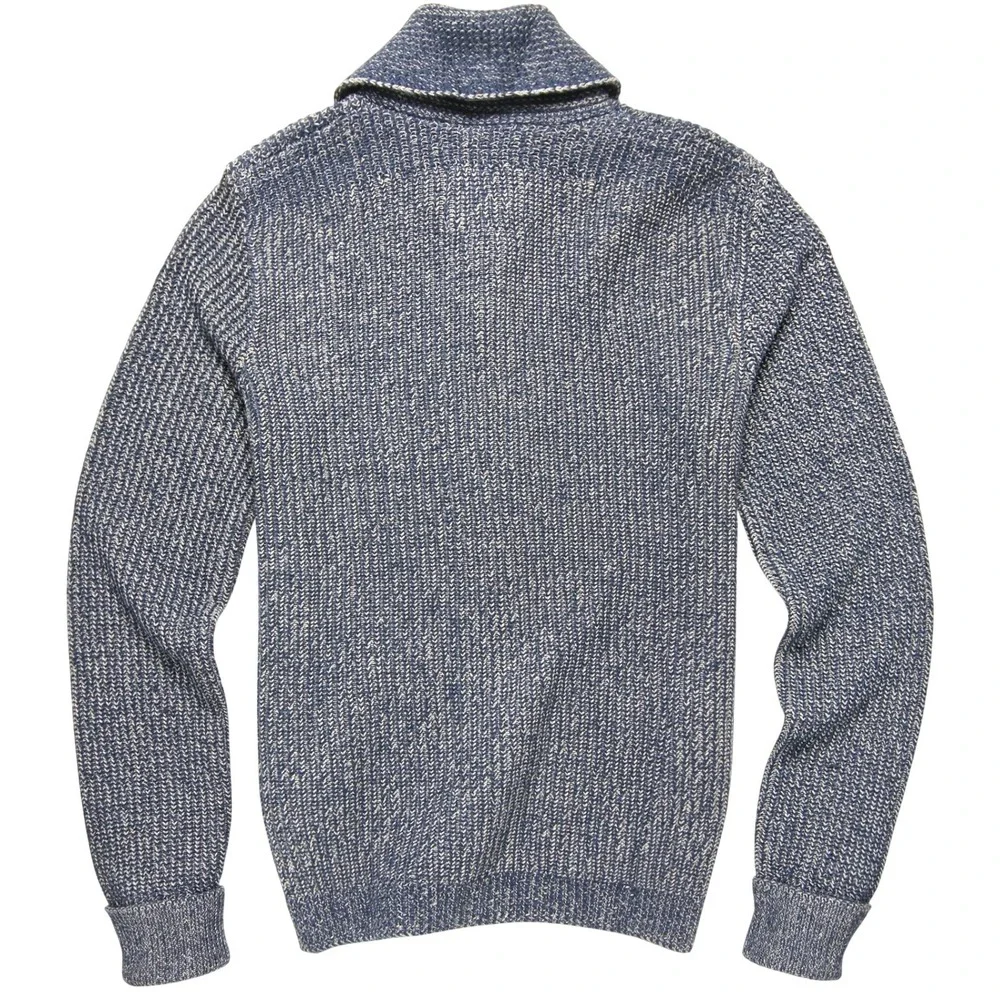 Grayers Belmont Mens Shawl Collar Cardigan Blue Charcoal Knit Sweater L